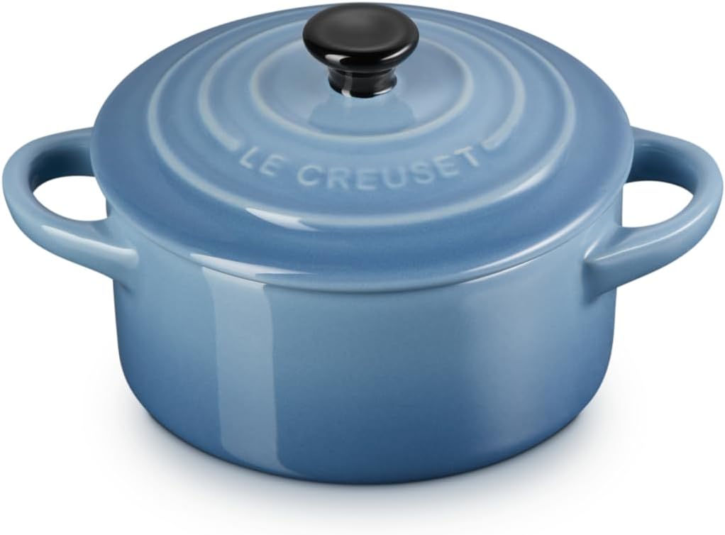 LE CREUSET Mini-Cocotte aus Steinzeug, 200 ml, 10 x 5 cm, Chambray, 71901104340100 Blau, Blau
