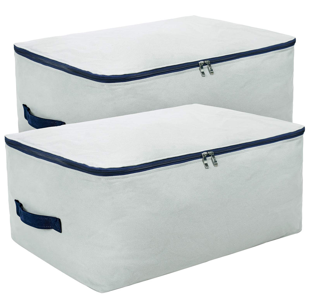 2er-Pack, 70 * 50 * 28cm, grosse Aufbewahrungstaschen aus weichem Baumwollsegeltuch für Kleidung, Pu