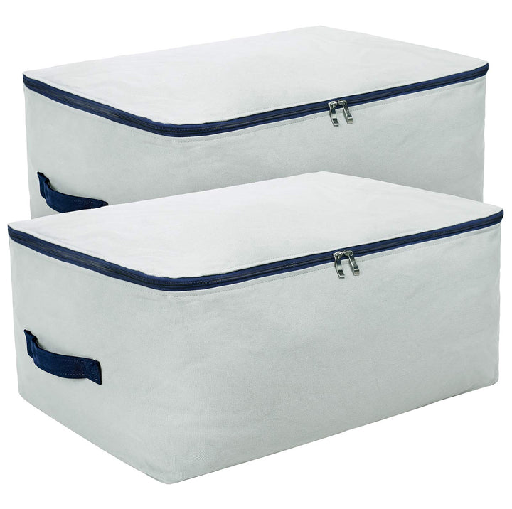 2er-Pack, 70 * 50 * 28cm, grosse Aufbewahrungstaschen aus weichem Baumwollsegeltuch für Kleidung, Pu