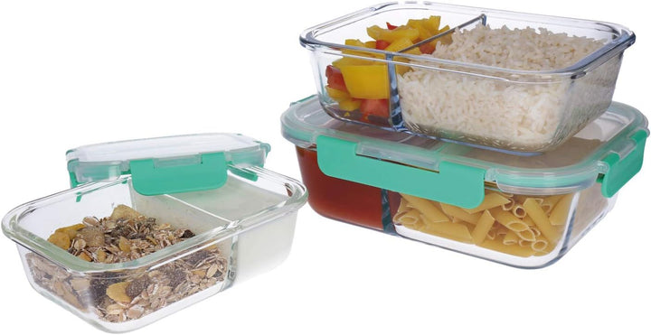 TALK-POINT Frischhaltedosen-Set mit Deckel und Klipp-Verschluss, Behälter aus Thermo-Glas, hitze- un