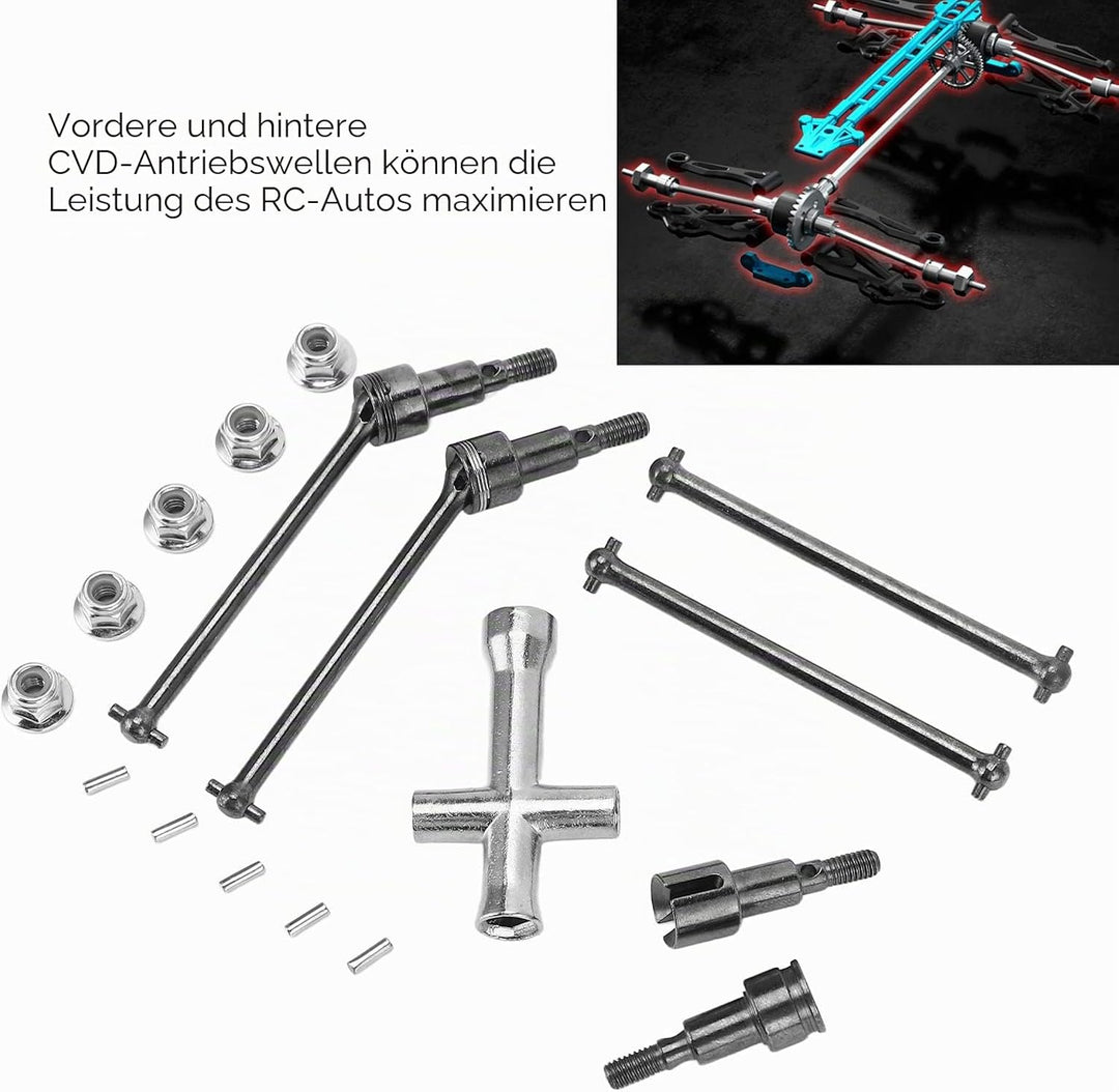 Srliya RC-Antriebswellensatz Vorne und Hinten, Stahl-CVD-Antriebswelle für SCY 16101 16102 16103 162