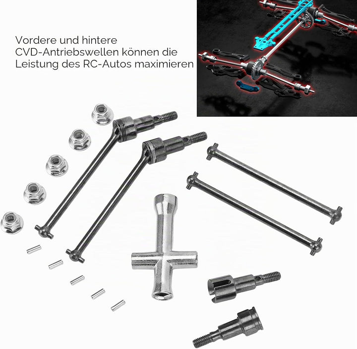 Srliya RC-Antriebswellensatz Vorne und Hinten, Stahl-CVD-Antriebswelle für SCY 16101 16102 16103 162