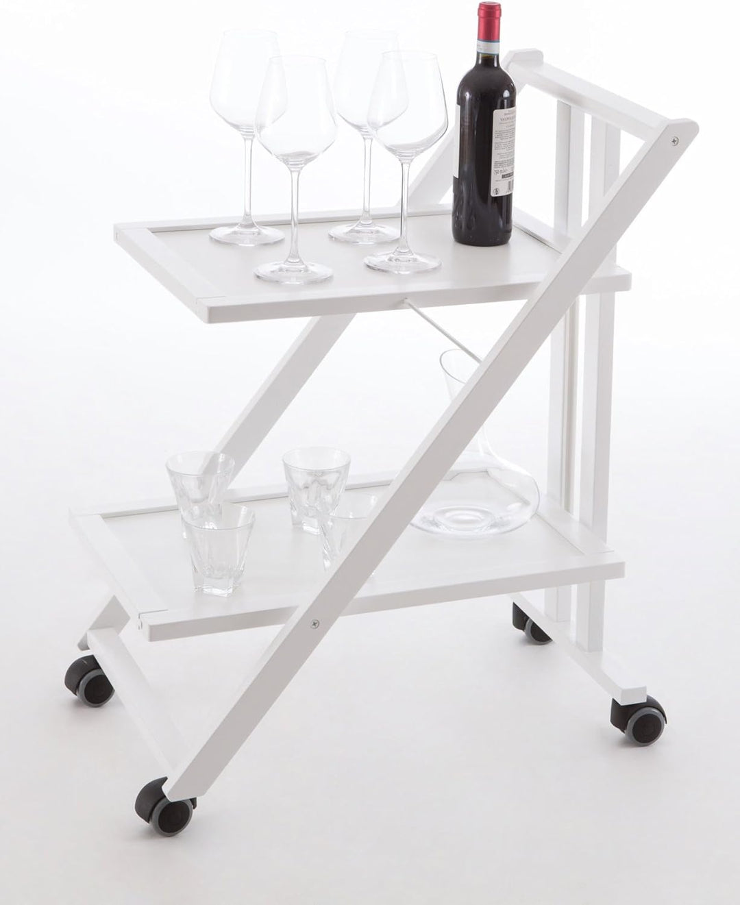 Arredamenti Italia Servierwagen SIMPATY; Holz - Zusammenklappbar - 2 Ablageflächen - Elegant - Farbe