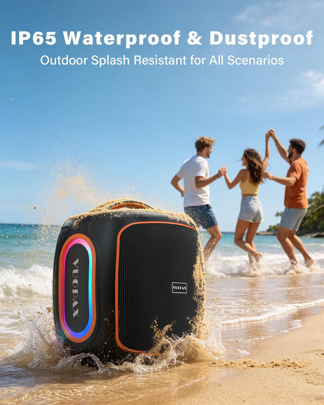 Bluetooth Lautsprecher Gross 120W, Tragbare Musikbox mit kraftvollem Sound, 6,5&