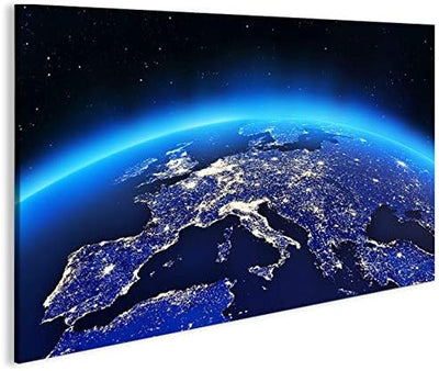 islandburner Bild Bilder auf Leinwand Europa vom Weltall 1p XXL Poster Leinwandbild Wandbild Dekoart