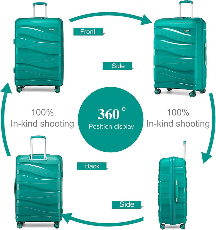 KONO Koffer Trolley 55cm Reisekoffer Leicht Hartschalenkoffer mit TSA Schloss Zwillingsrollen Rollko