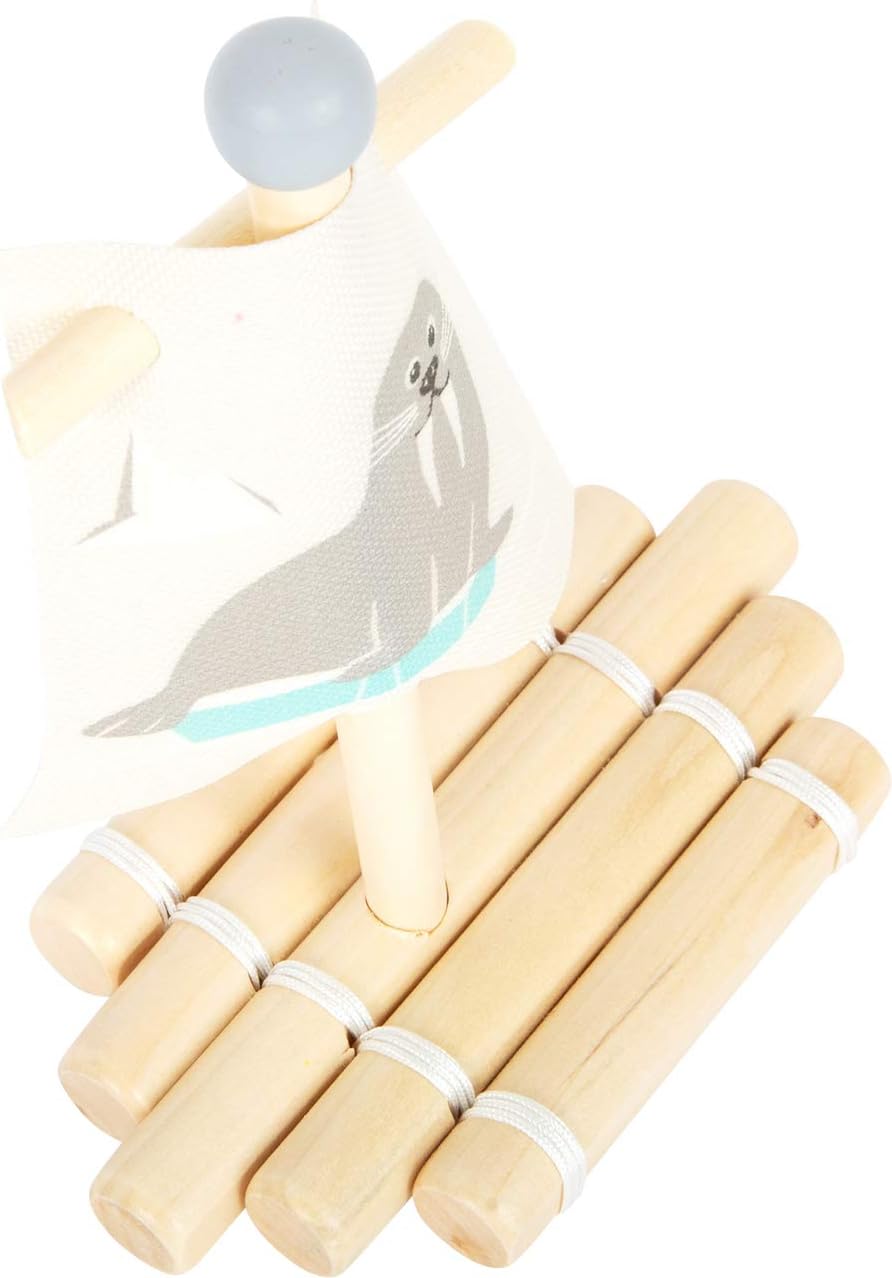 small foot 11660 Wasserspielzeug Floss Walross aus Holz, Badespielzeug fürs Wasser, für Kinder ab 24
