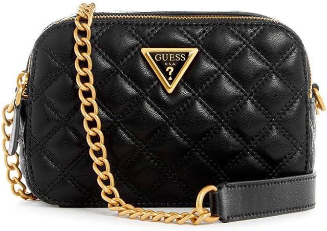 GUESS Damen Giully Kameratasche Umhängetasche, Kamera Schwarz, Schwarz