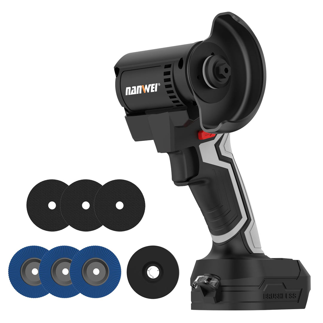 NANWEI 3-Zoll-Akku-Winkelschleifer für Makita 18-V-Akku, 76 mm kompakter und leichter Schleifer, 0–1