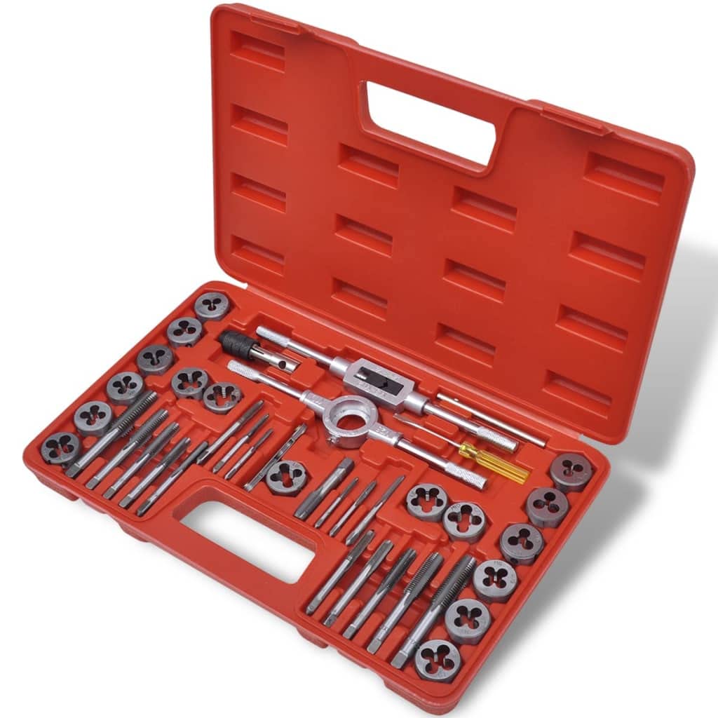vidaXL Gewindeschneider Satz 40-tlg. Gewindebohrer Wolfram Schneideisen Set, 40