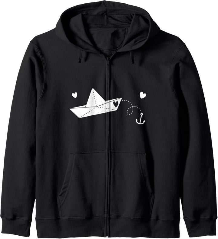 Papierboot und Anker Papierschiff Kapuzenjacke
