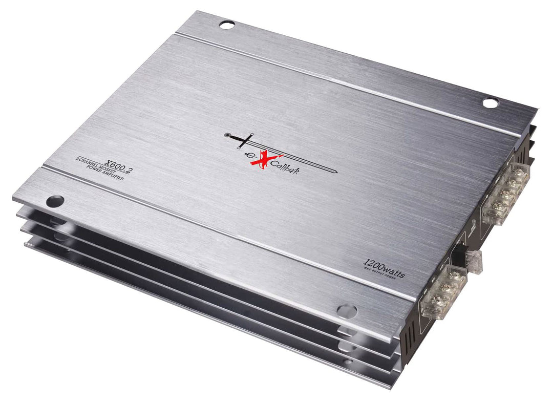 Excalibur X600.2 - Auto Verstärker 2 Kanal - 2X 600 Watt Mosfet HiFi KFZ Endstufe mit Bass-Boost - 1
