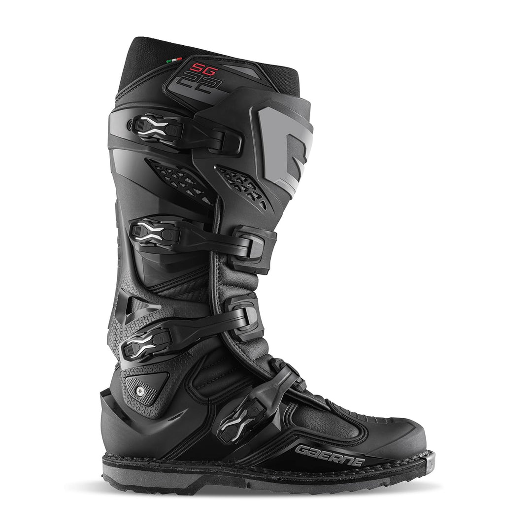 Gaerne Motocross-Stiefel SG 22 Schwarz Schwarz 45 EU, Schwarz 45 EU