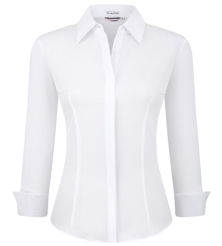 Alex Vando Bluse Damen Langarm Hemd Damen Stretch – Business Button Down Shirts, Bügelfrei Arbeitshe