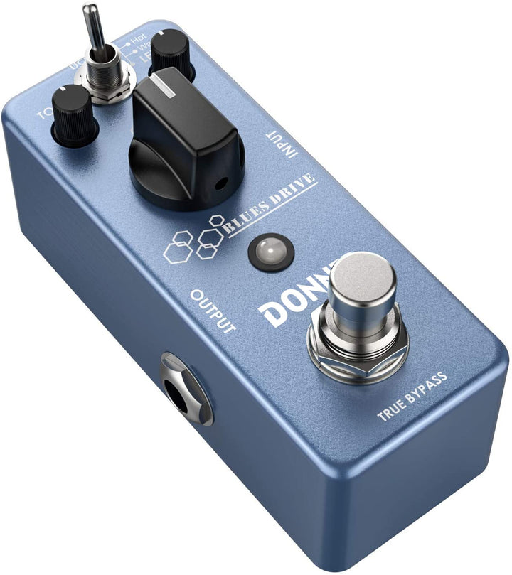 Donner Overdrive Gitarrenpedal, Blues Drive Vintage Overdrive Effekt Warm/Hot Modes True Bypass, Blu