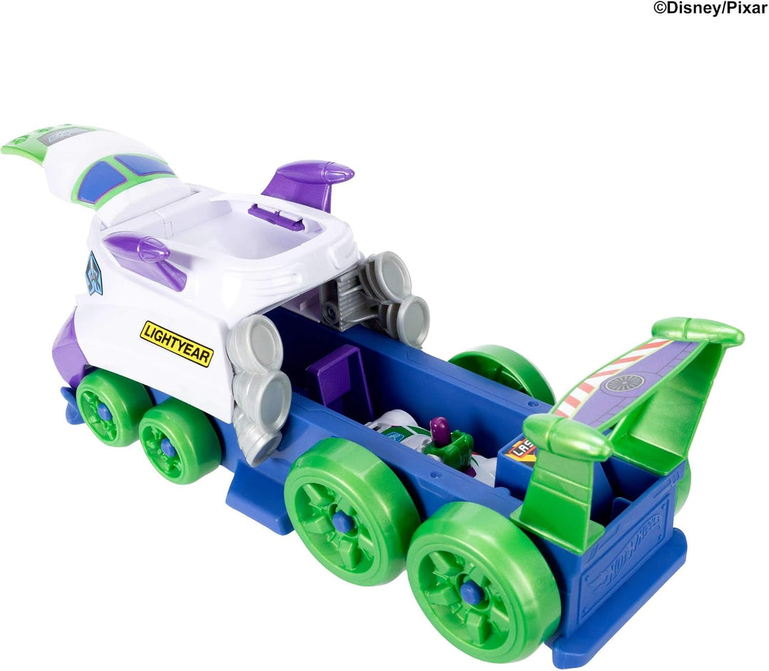 Hot Wheels Spielzeugauto, Disney Pixar Hi-Tech Buzz Lightyear Starter und Transporter mit Die-Cast S