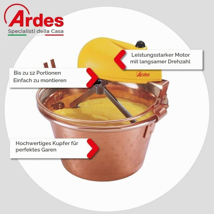 Ardes AR2480 Kupfer Paiolo für Polenta und Marmelade Portionen für 8/12 Personen Durchmesser 28 cm,