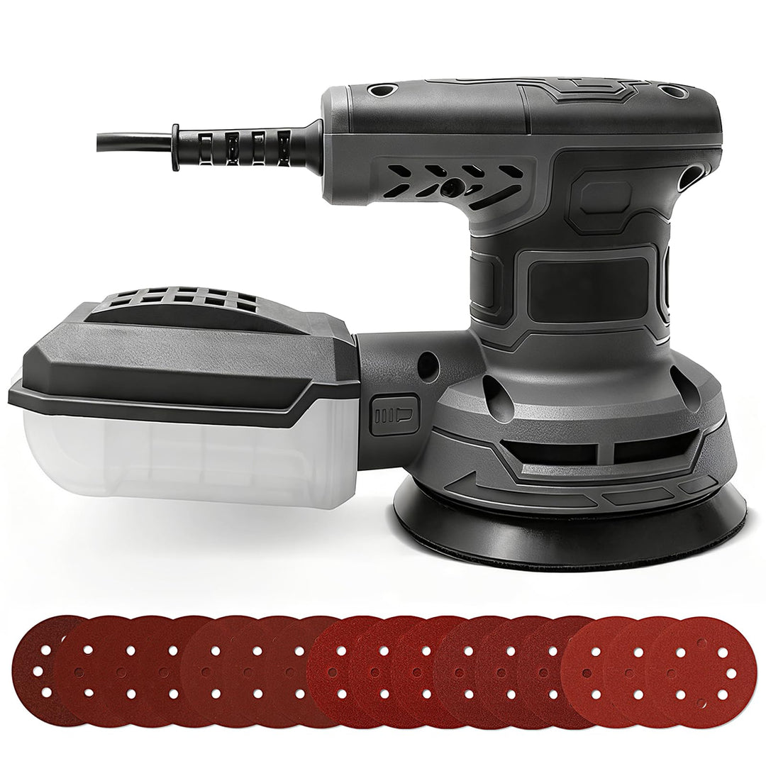320W Exzenterschleifer, 6-stufige Drehzahlregelung (8000–13000 U/min), 16 Schleifpapiere, 125mm Schl