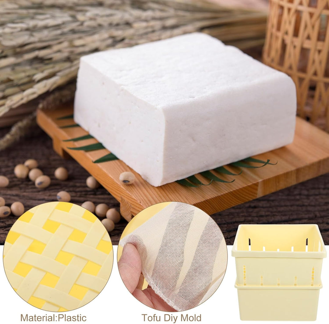 VICASKY Tofu Herstellungsform aus Kunststoff mit Komfortablem Griff und Saftabscheidung Beige Tofu K
