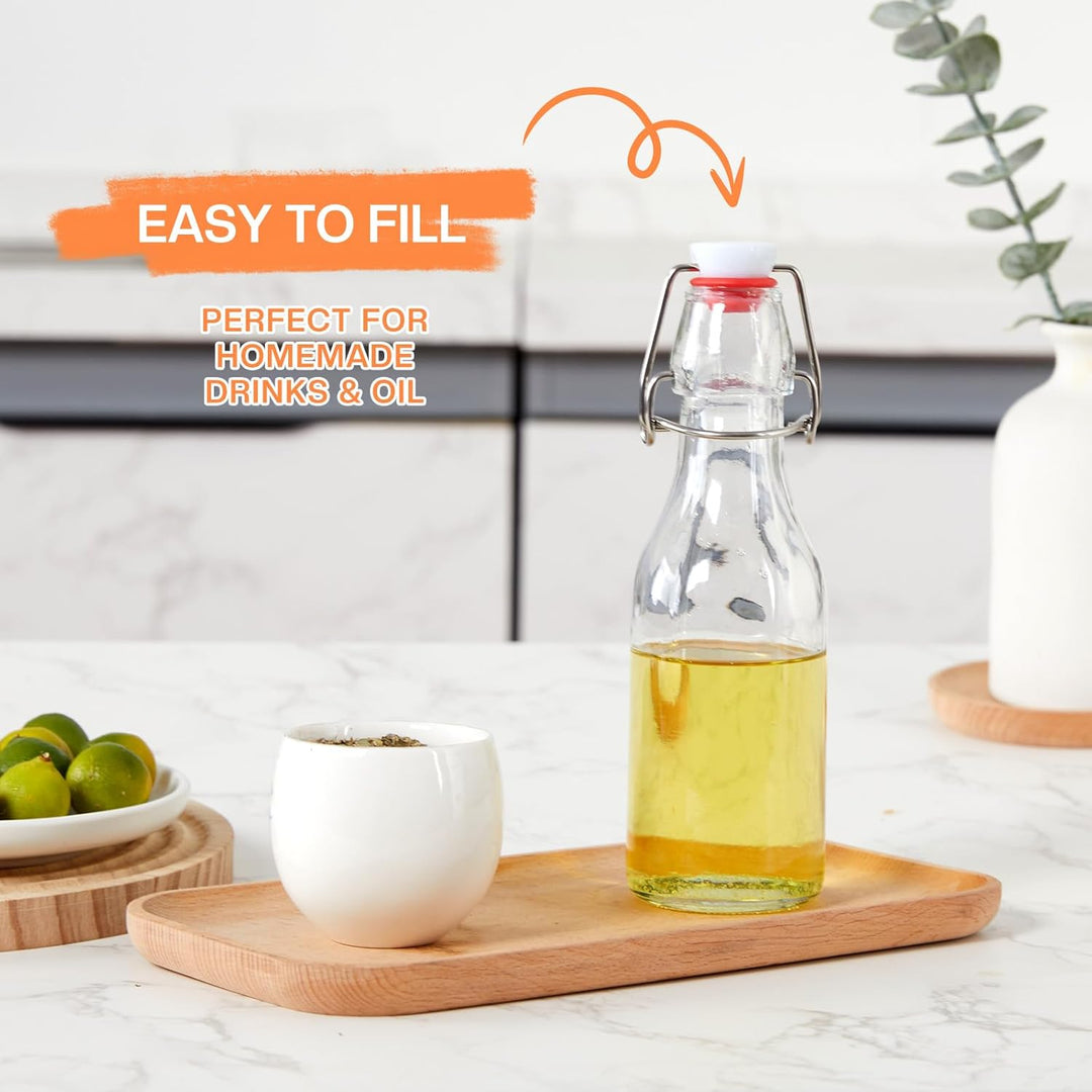 Zanfqvo Glasflaschen 250ml mit Bügelverschluss, 10 Stück Kleine Flaschen Zum Befüllen, Bügelflasche