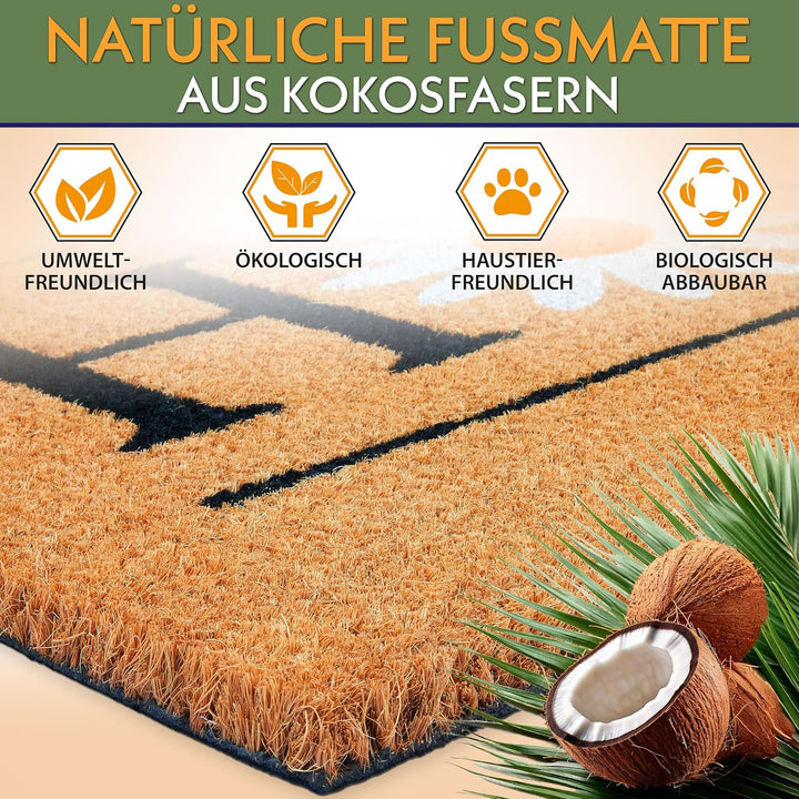 BRUBAKER Fussmatte für Aussen und Innen - Home mit Gänseblümchen - 45 x 75 cm Schmutzfangmatte aus K