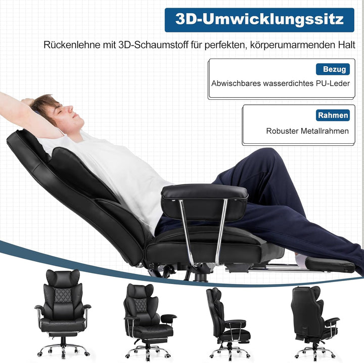 GTPLAYER Gaming Stuhl, Bürostuhl mit Taschenfeder-Lendenwirbelstütze, breiter Büro-Computersessel mi