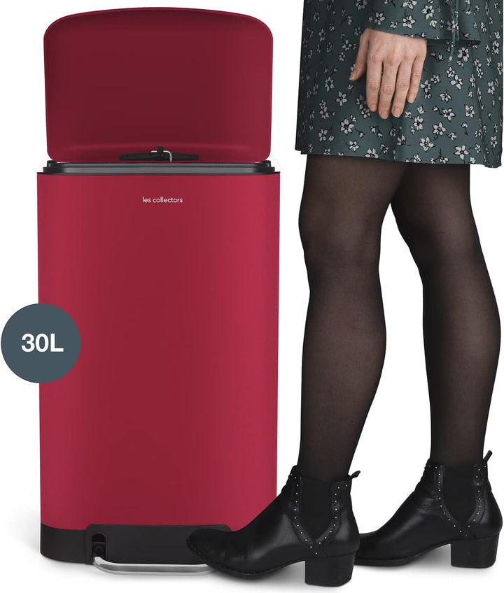 Les Collectors Mülleimer N°722, 30 L, passend für 30–50-Liter-Säcke, Küchen-Tretabfalleimer Edelstah