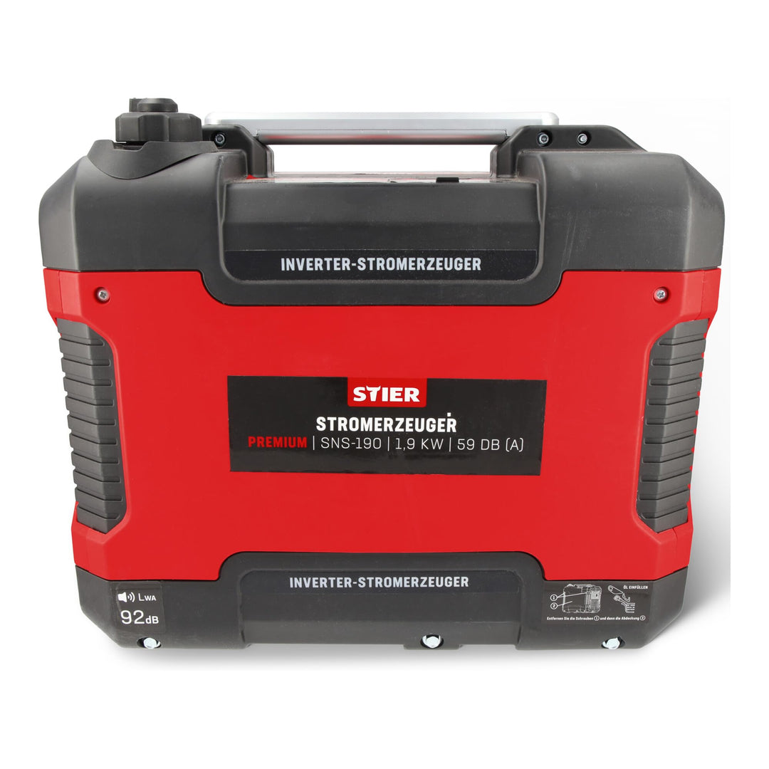 STIER Stromerzeuger Premium SNS-190, Strom Generator, Benzin, 4l Tankvolumen, 21,5 Kg, Stromaggregat