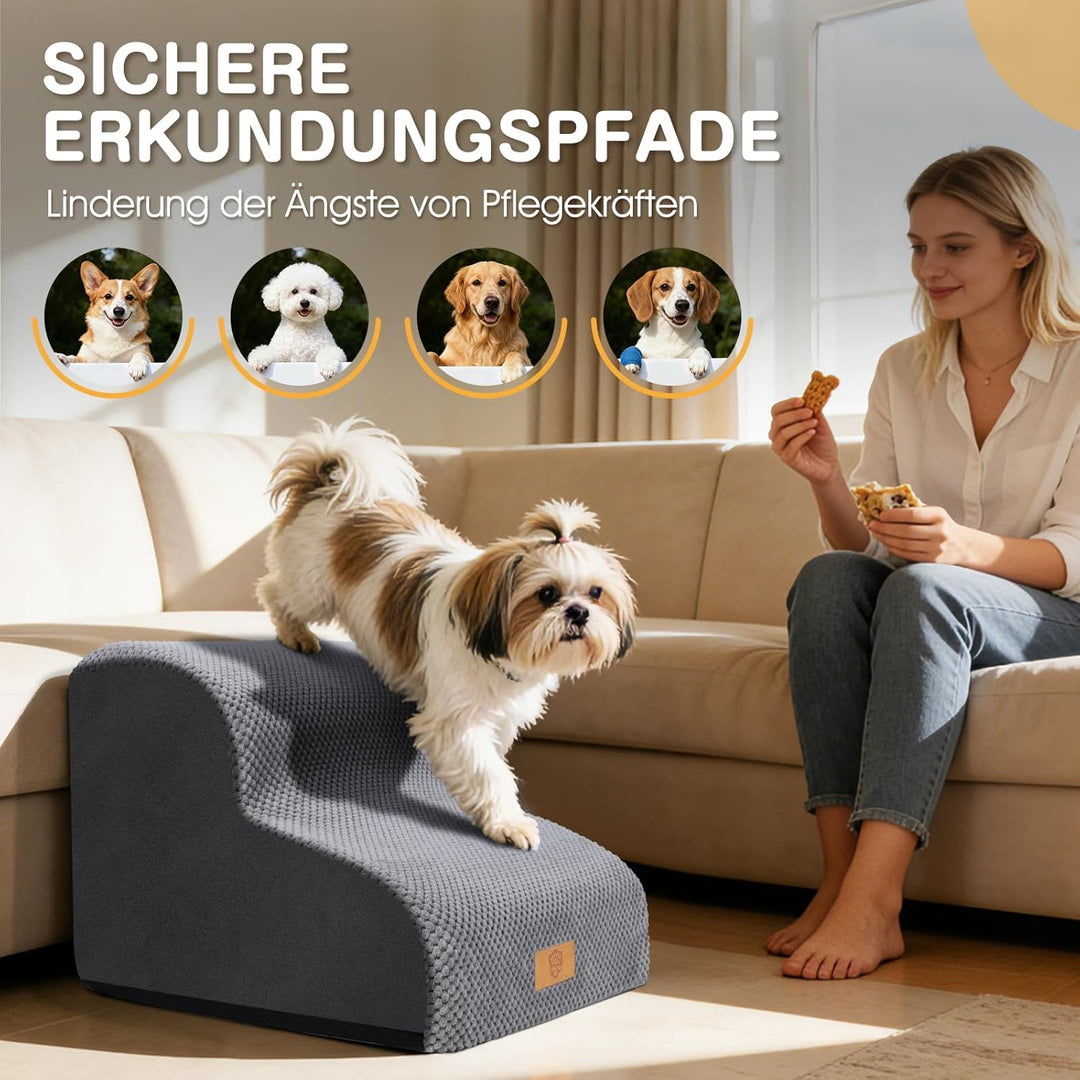 Zvonema wasserdichte Hundetreppe 2 Stufen,Waschbar Leiter Hundetreppe für Kleine Hunde und Katzen, A