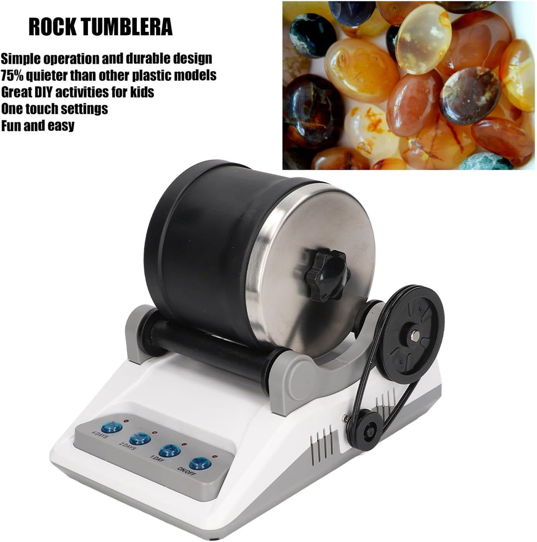lyrlody Rock Tumbler Kit, Schmuck Poliermaschine für Edelsteine DIY Steinpoliergerät mit Poliermitte
