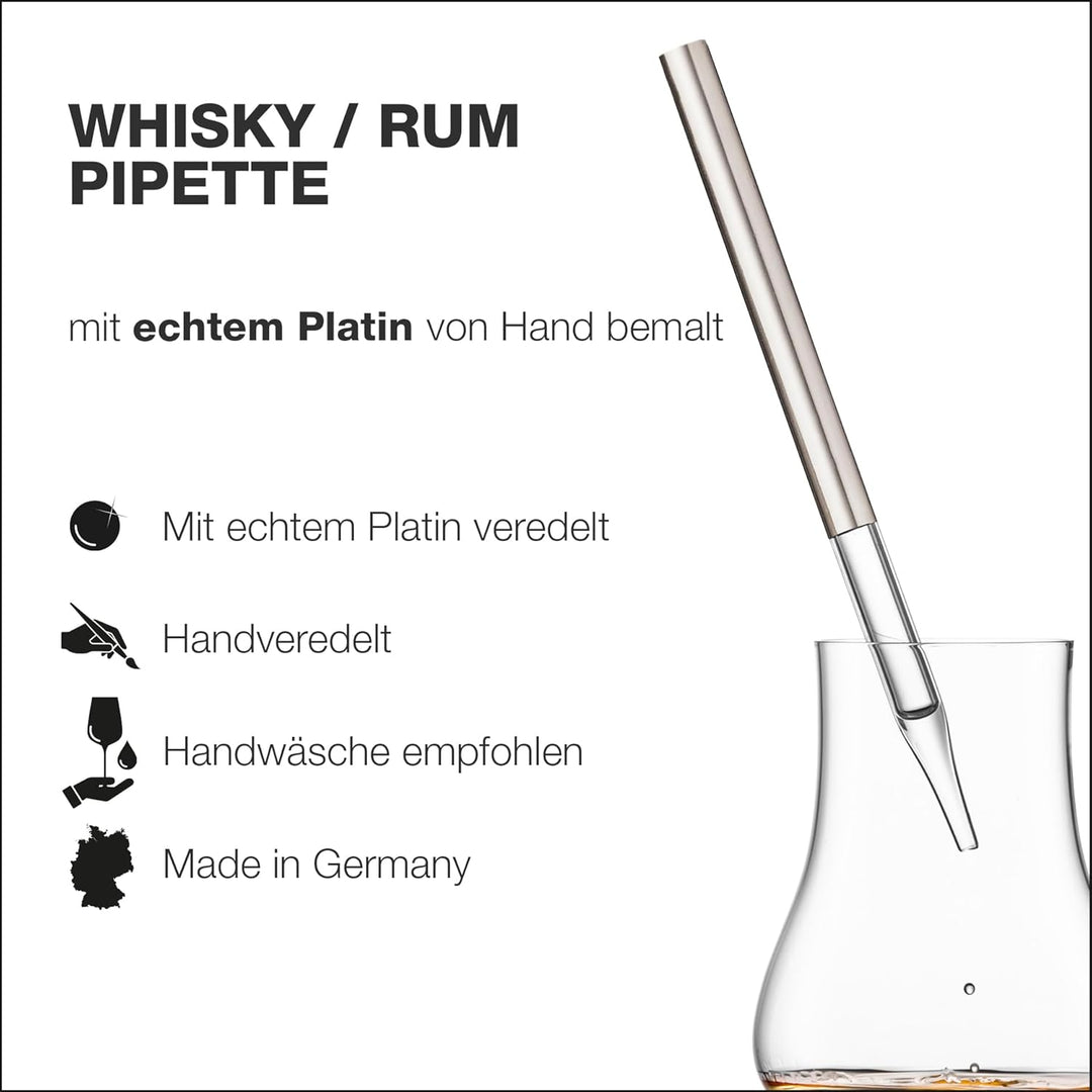 EISCH Whisky Pipette Platin - Handgefertigte Glaspipette veredelt mit echtem Platin - Made in German