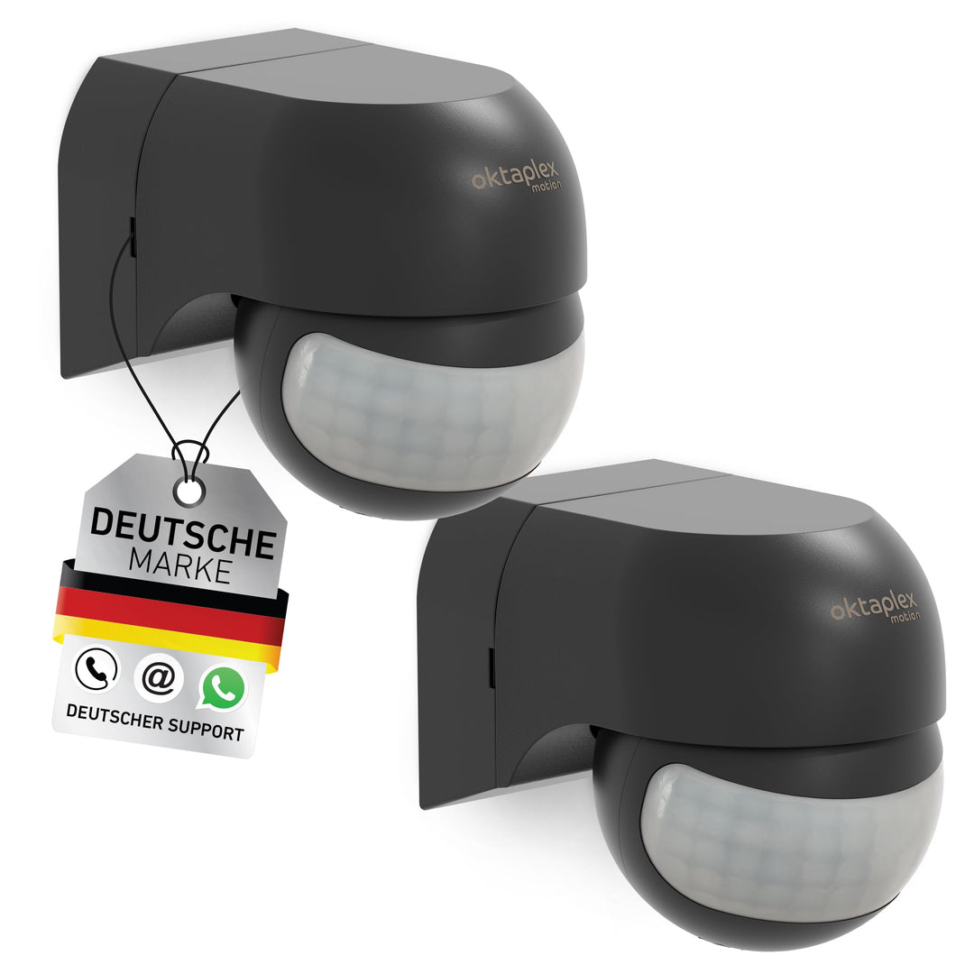 Oktaplex 2er Set Ana Bewegungsmelder Aussen schwenkbar 230 V IP44 180° Bewegungssensor 12 m Reichwei