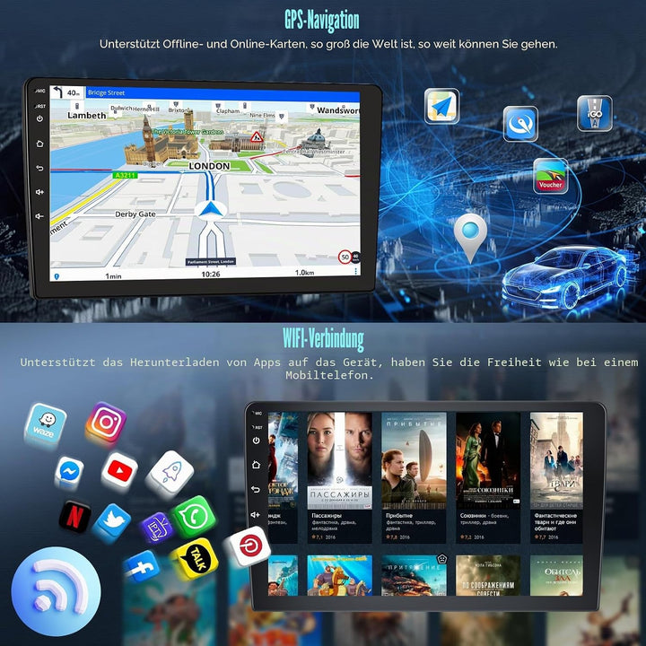 CAMECHO 2+64G Android 13 Autoradio 9 Zoll für Mercedes Benz Smart Fortwo W451 2011-2015 mit Wireless