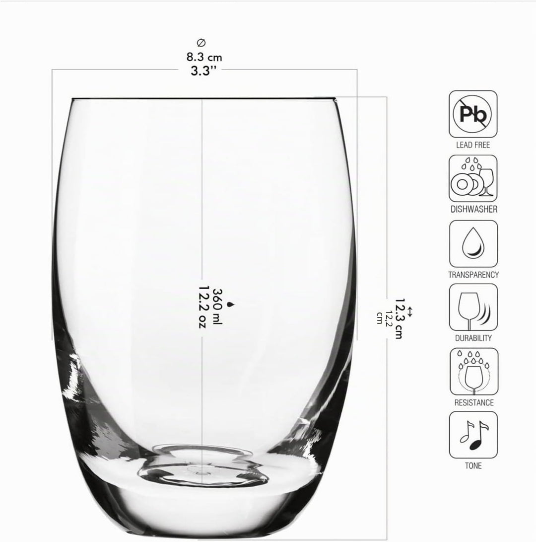 Krosno Wassergläser Saftgläser Trinkgläser | Set von 6 | 360 ML | Elite Kollektion | Perfekt für zu