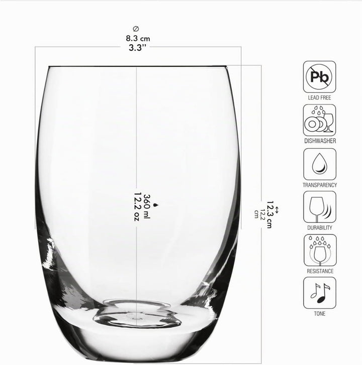 Krosno Wassergläser Saftgläser Trinkgläser | Set von 6 | 360 ML | Elite Kollektion | Perfekt für zu
