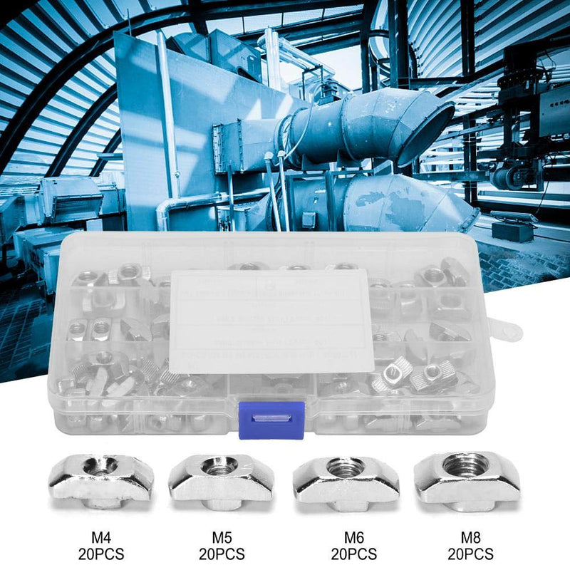 T-Nutenstein, 80Stk. M4 M5 M6 M8 T-Nutenstein-Gleitmuttern Hardware-Verbindungselemente Gleitblock f