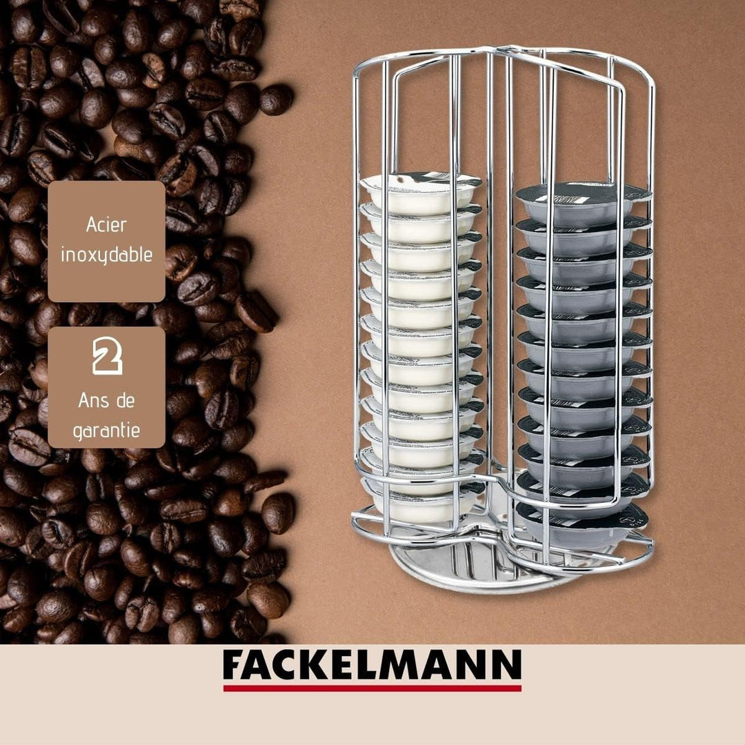 Fackelmann 42163 Tassimo Kapselhalter, Tassimo Padhalter, Drehbarer Kaffeekapselhalter, verchromter