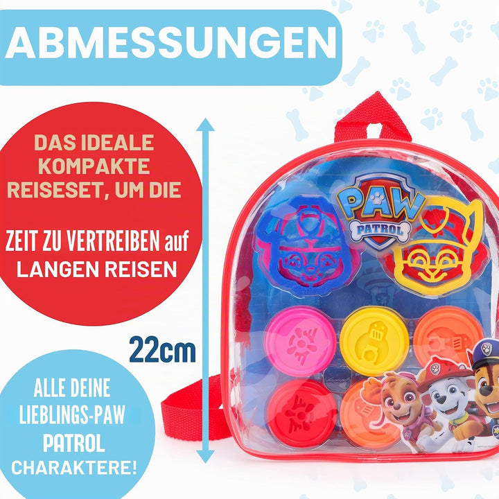 Toyland® Paw Patrol Knetrucksack-Set für Kinder – 5 Teigwannen und 4 Ausstecher inklusive – Paw Patr