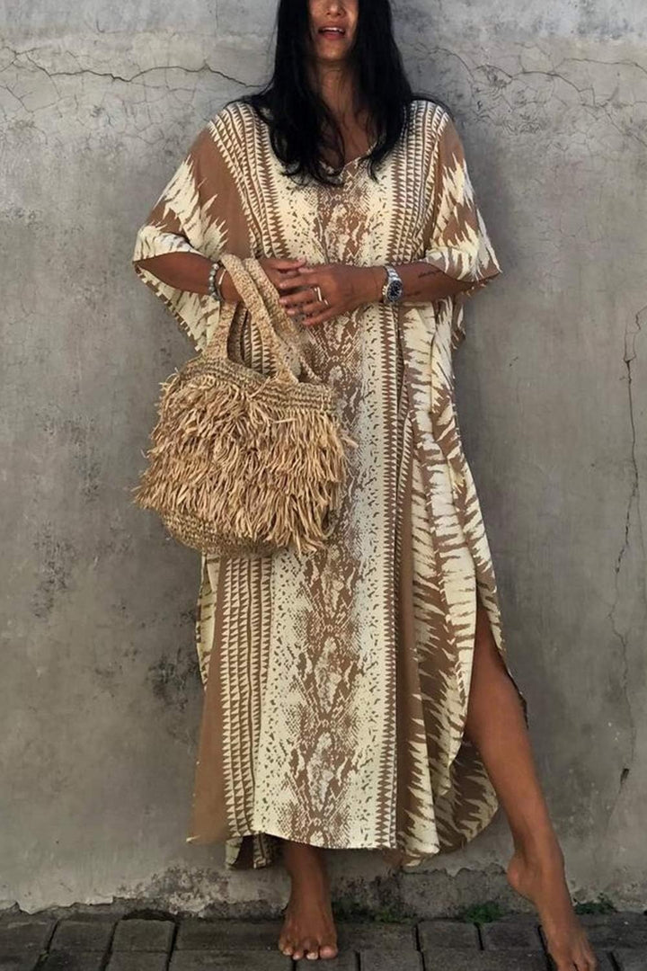 YouKD Sommer Blumen Long Kaftan Bohemian Loungewear Beach Badeanzug Vertuschen Maxi Robe für Frauen