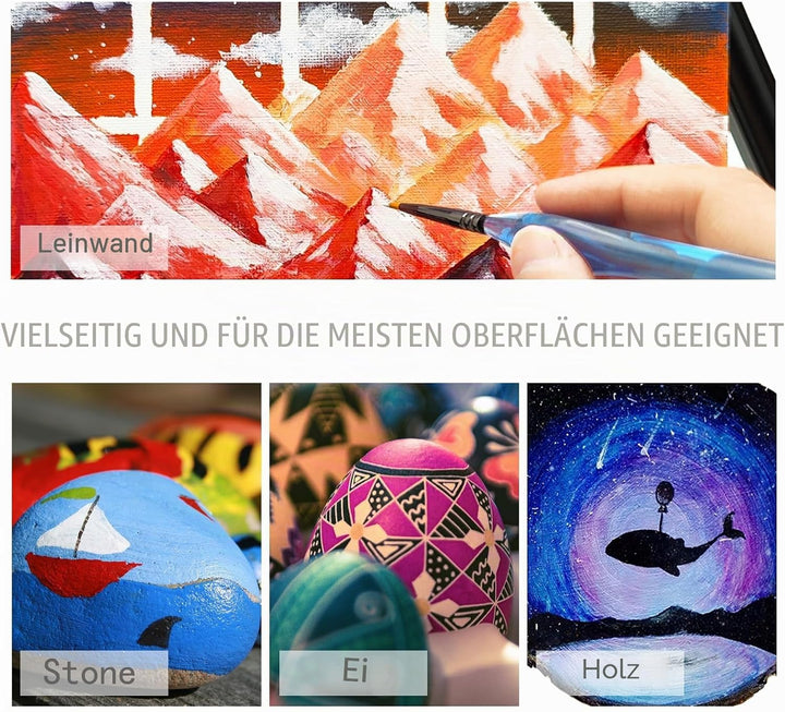 Artecho Acrylfarben Set 48x59 ml, Acrylic Paint Set, Wasserfest und Lichtecht, Schnell Trocknend, id
