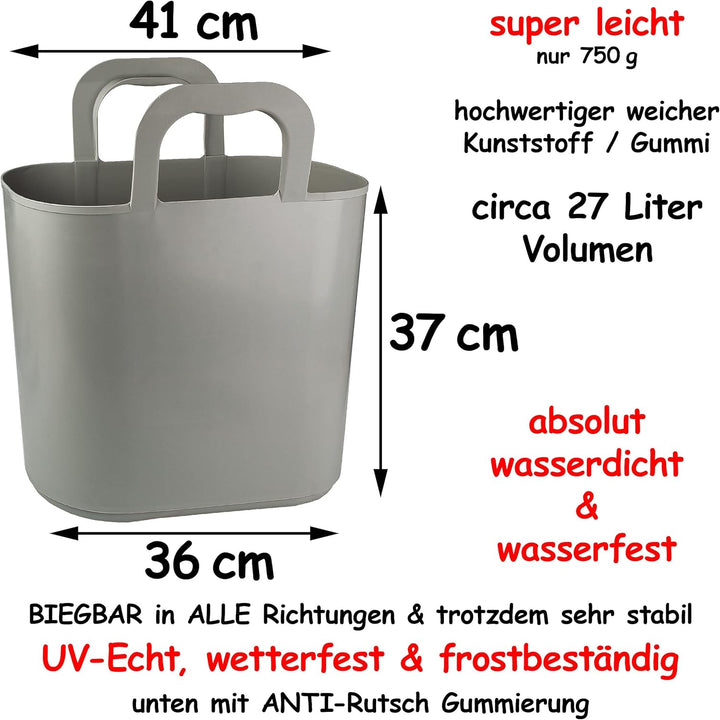 2 Stück Flexi & flexibel Modell + Farbwahl XL grosse - biegbare - Einkaufskörbe/Pflanztasche mit Hen