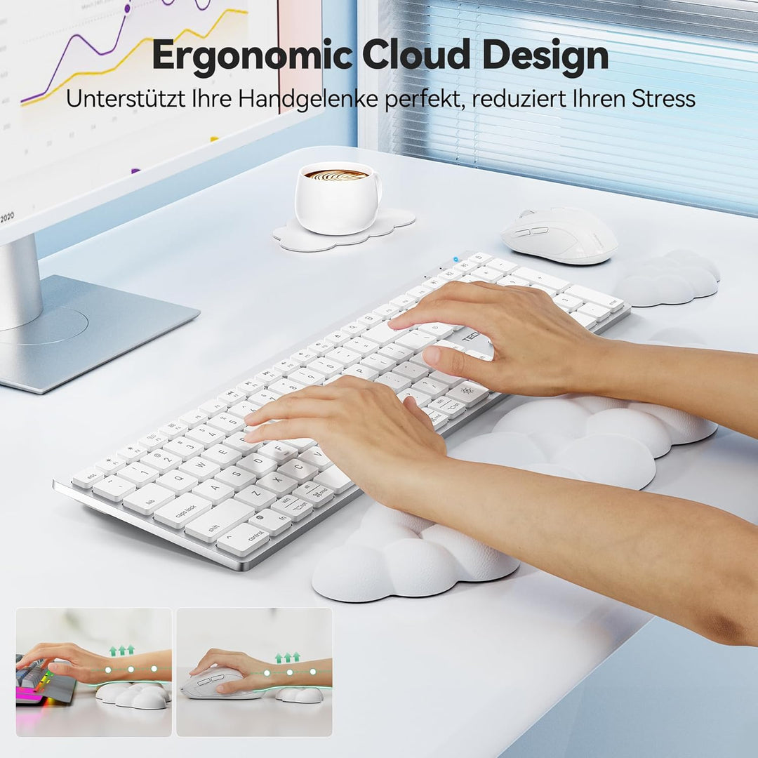 TECKNET Wolke Handballenauflage Tastatur, Ergonomisches & Entspannendes Handgelenk: Memory-Schaum mi