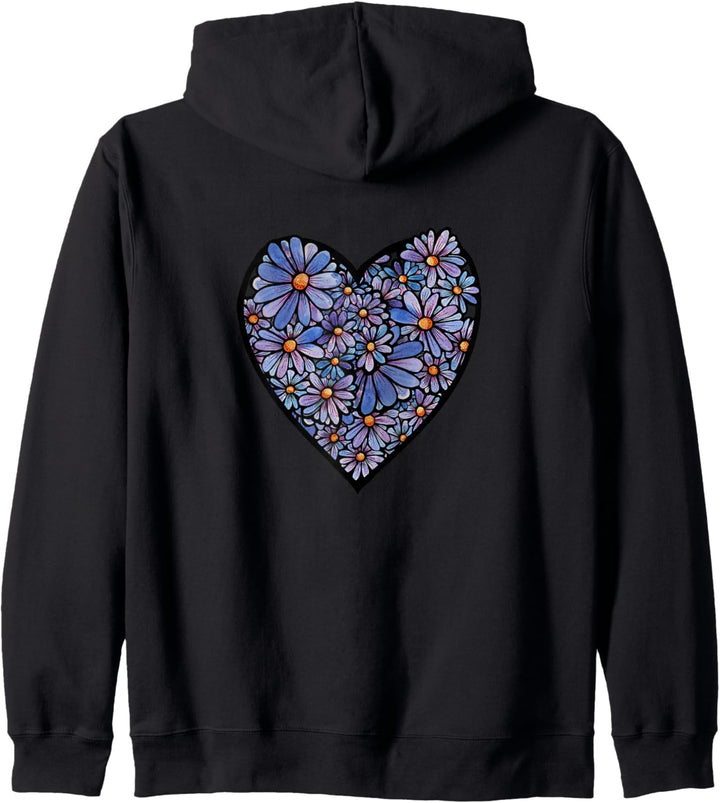 Wildflower Purple Daisy Wildblume Lila Gänseblümchen Herz Kapuzenjacke