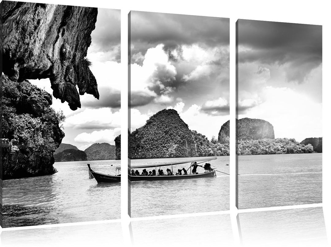 Pixxprint Thailand Phuket Playa Paradisiaca / 3-Teilig/Gesamtmass 120cm Leinwandbild bespannt auf Ho