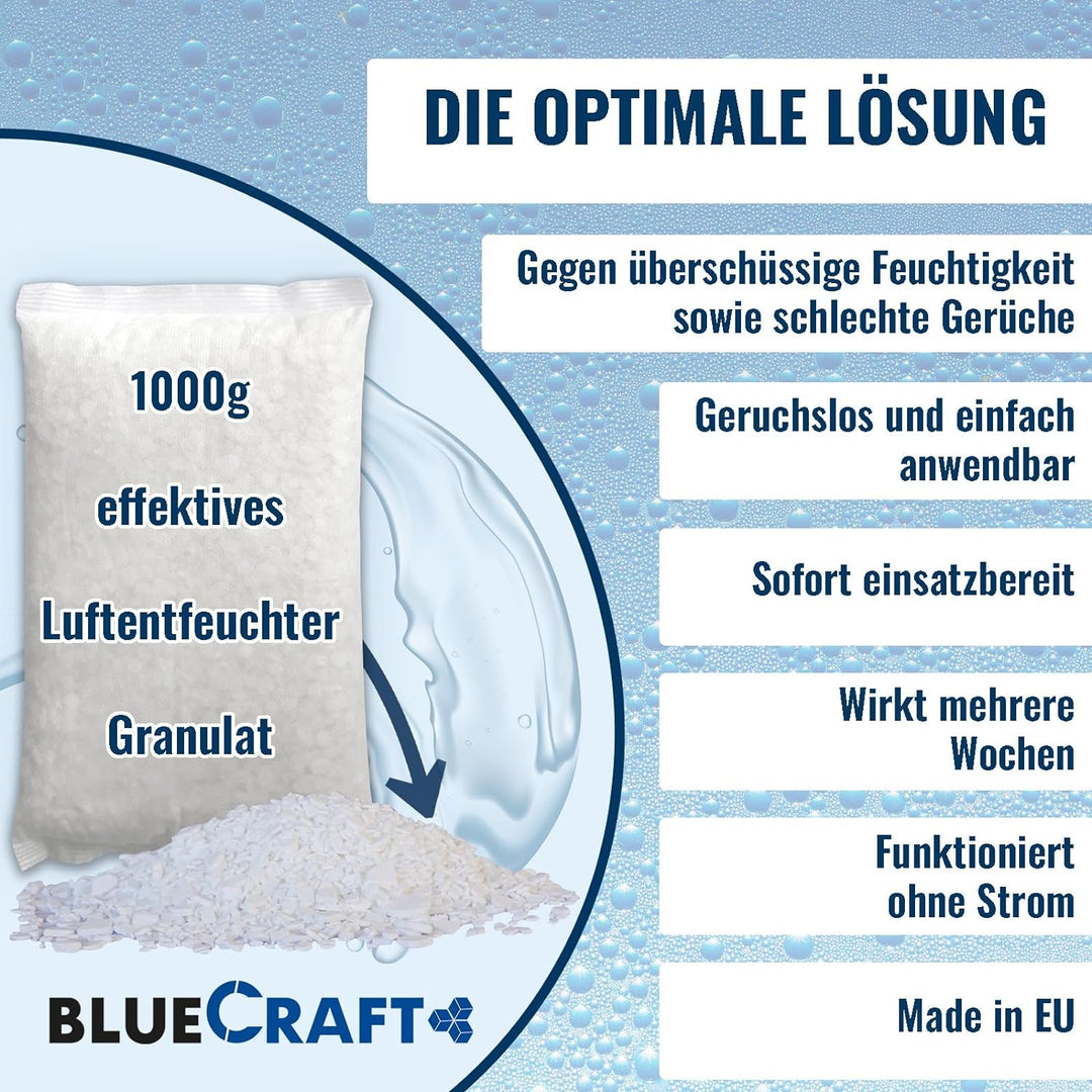 Bluecraft - 10x 1 kg Luft-Entfeuchter Granulat im Vliesbeutel Nachfüllpack Raumentfeuchter ohne Stro
