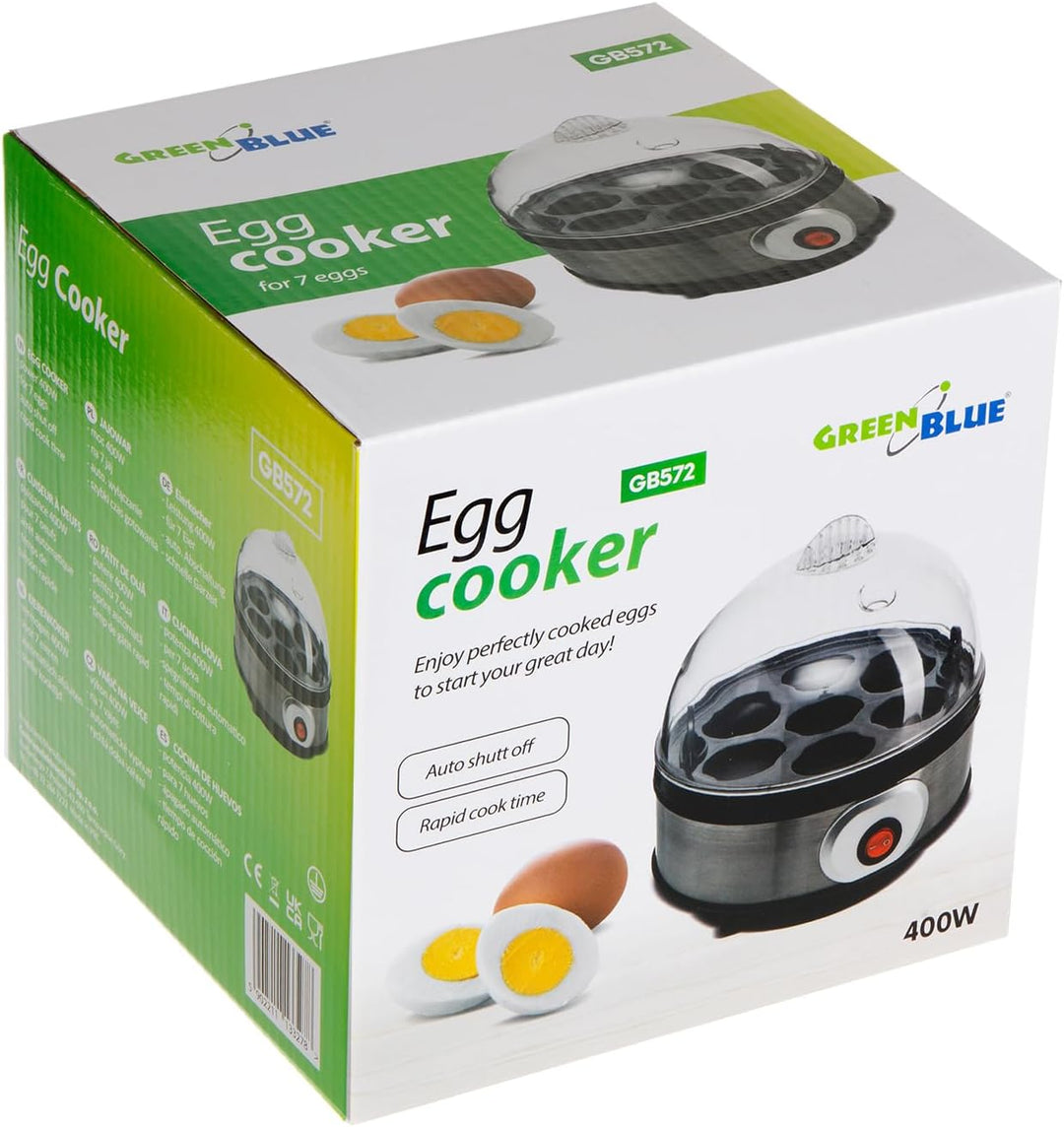 Green Blue GB572 Eierkocher für 1-7 Eier, 400W, inkl. Messbecher mit Eierstecher, Automatische Absch