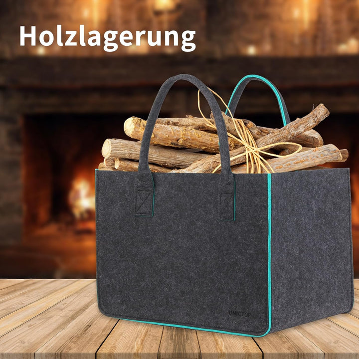2Stk Filztasche Einkaufskorb,grosse Einkaufs-Tasche Filztaschen Shopping Bag, zweifarbig dunkelgrau/