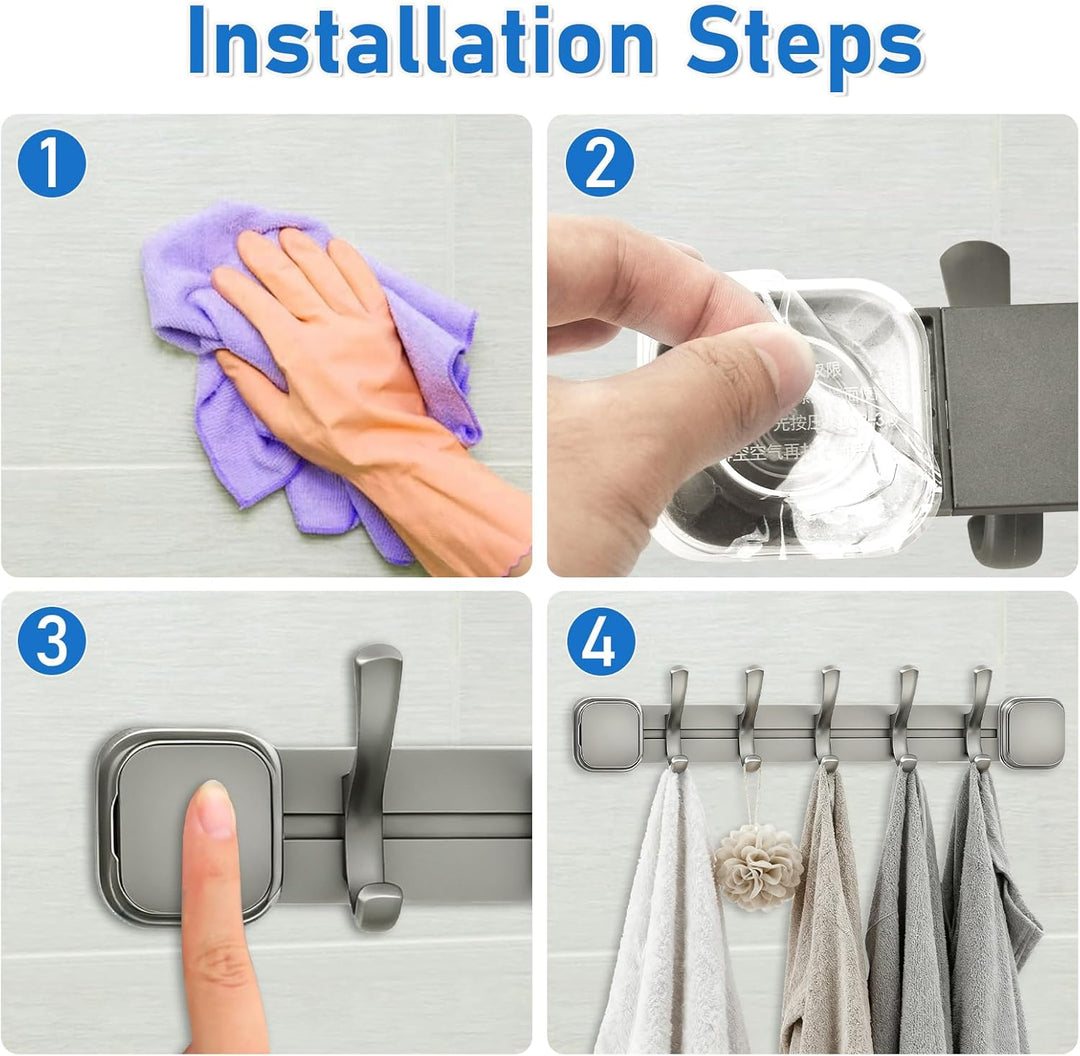 Küchen Hakenleiste Ohne Bohren, Hakenleiste für Küche 5 Haken, 41 cm Wandmontiertes Küchenutensilien