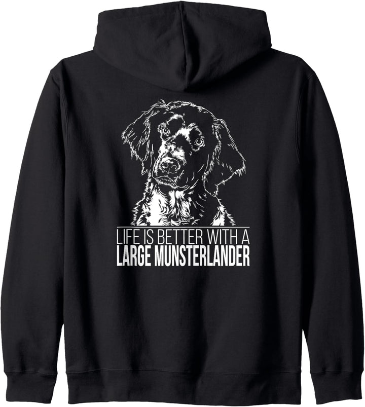 Large Munsterlander life is better Hund Hunde Hundespruch Kapuzenjacke