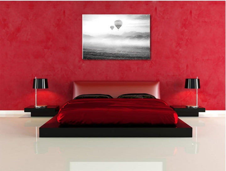 Pixxprint Heissluftballon Landschaft als Leinwandbild/Grösse: 100x70 / Wandbild/Kunstdruck/fertig be